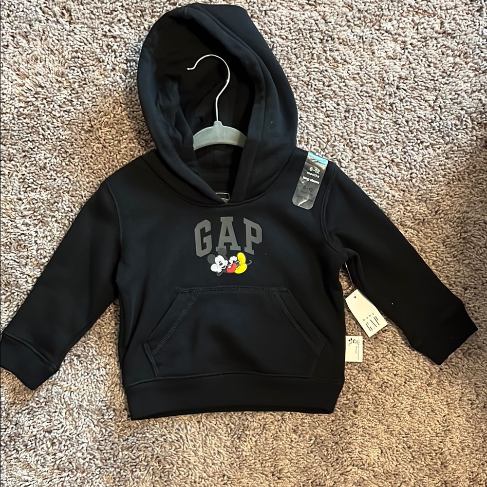 GAP Kids Black Hoodie with Mickey Mouse Design